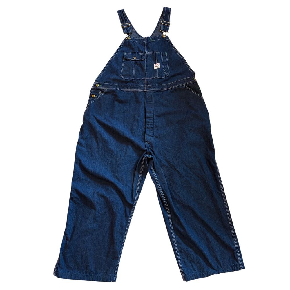 Vtg Pointer Brand Bib Overalls Mens 44x24 Blue Denim Carpenter Workwear USA READ